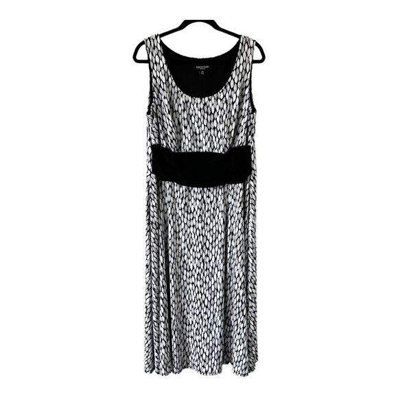Perceptions Black White Sleeveless Stretch Maxi Dress Size 16W - Picture 1 of 7